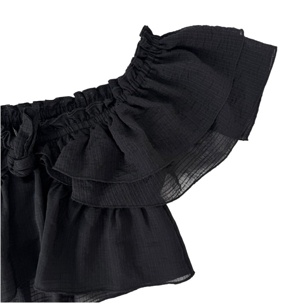 Zara Ruffled Off Shoulder Black Crop Top Size Medium Festival Casual Summer - Picture 4 of 15